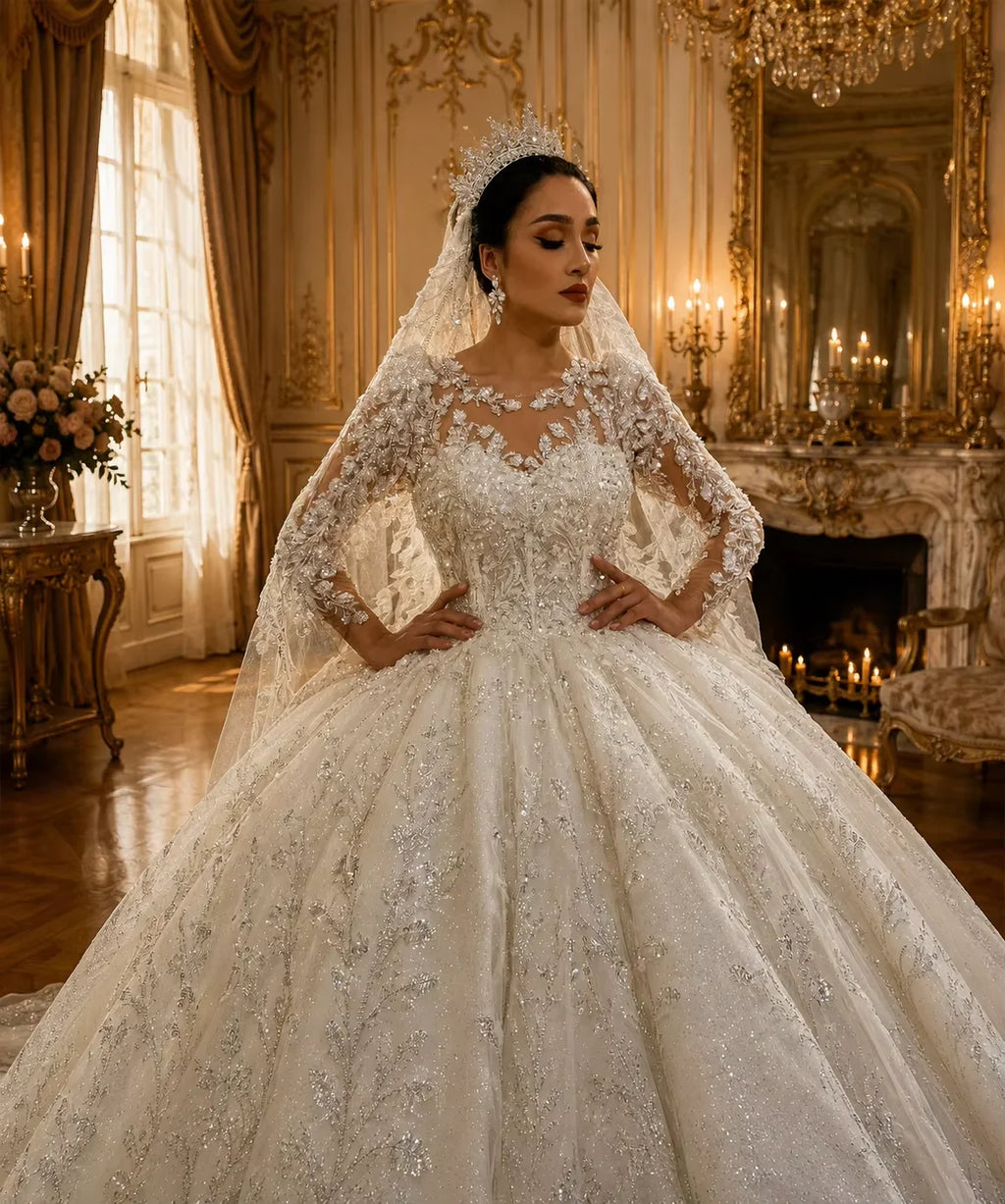 Robe de mariée en dentelle à dos lacé – CLEVI Paris