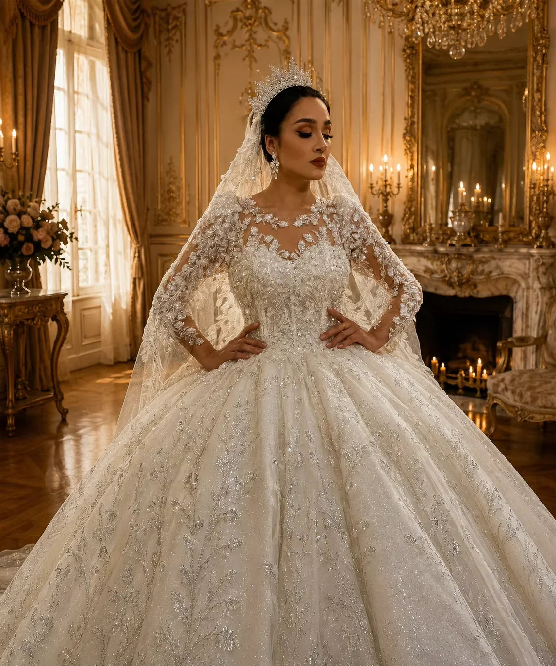 Robe de mariée en dentelle à dos lacé – CLEVI Paris