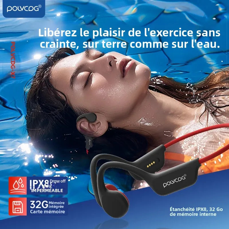 Casque Conduction Osseuse POLVCDG X7 IPX8 32Go BT 5.3 – CLEVI Paris