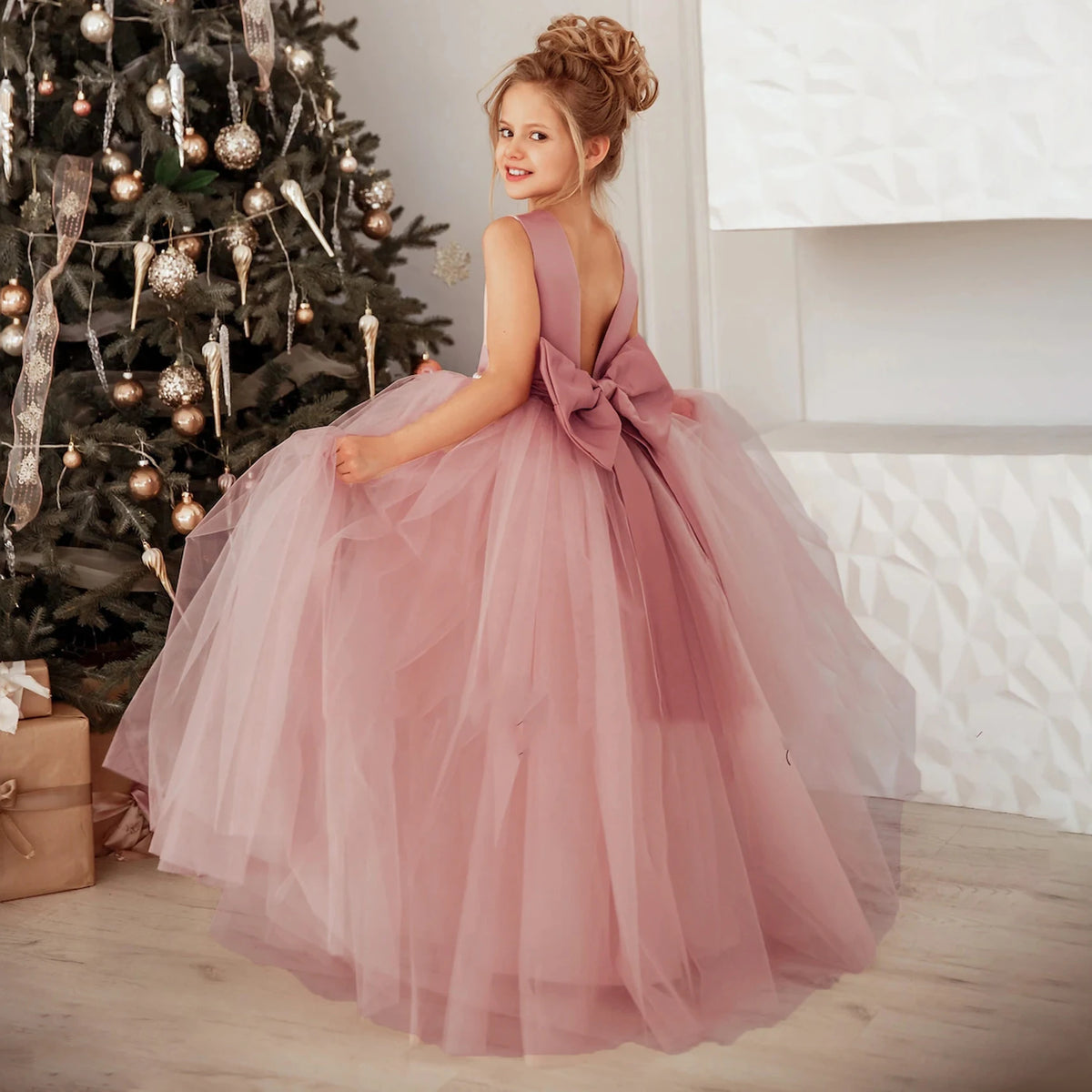 Robe cérémonie fille en dentelle LP-505 – CLEVI Paris