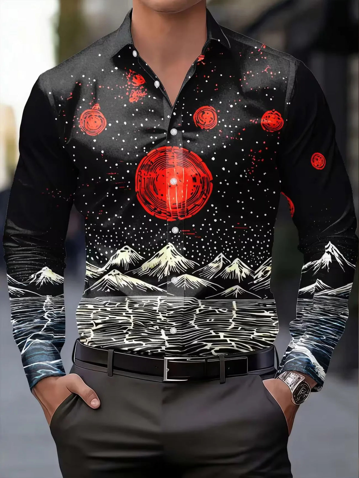 Chemise Homme Imprimée 3D Aigle Flamboyant – CLEVI Paris