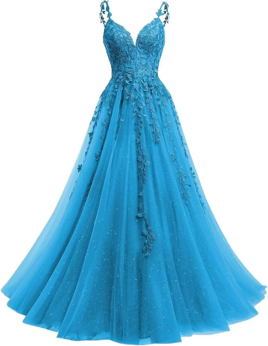 Robe de mariée en dentelle ligne A col V – CLEVI Paris