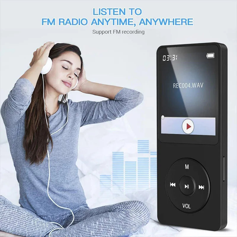 Lecteur MP3 Portable Bluetooth – Écran LCD, Radio FM, HiFi & Enregistreur Vocal