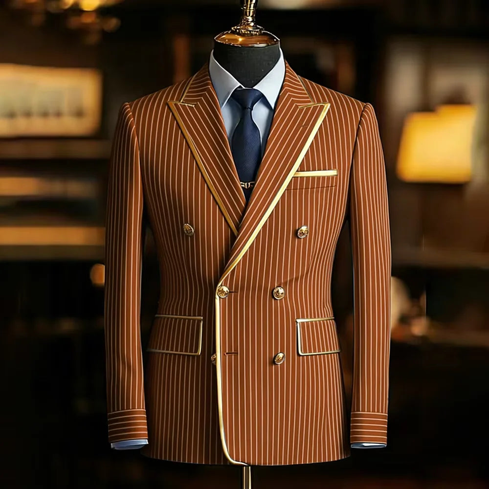 Blazer Croisé Homme Rayures Fines – CLEVI Paris