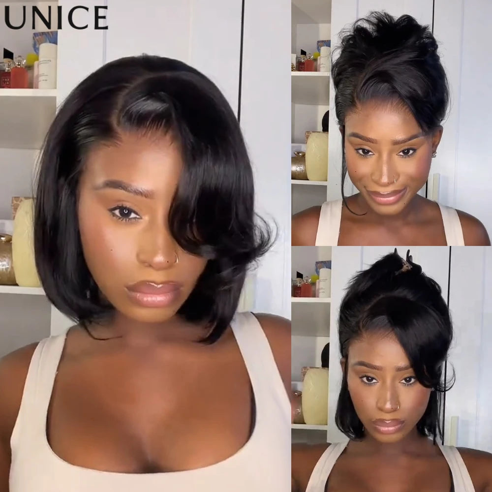 Perruque bob lisse en cheveux humains – CLEVI Paris