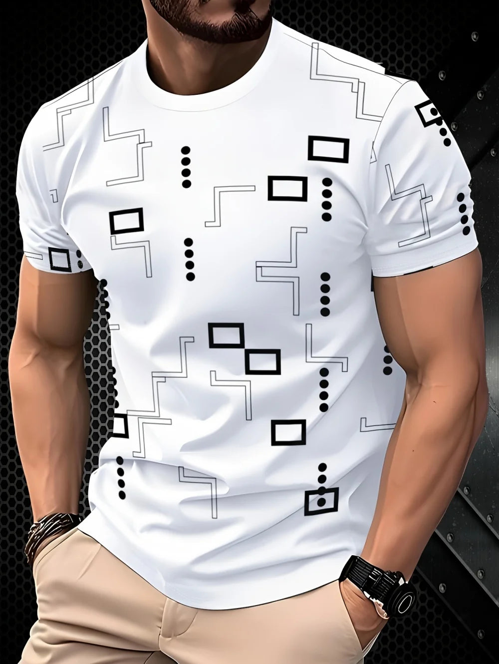 T-Shirt Homme Imprimé 3D Manches Courtes – Style Street Artistique – CLEVI Paris