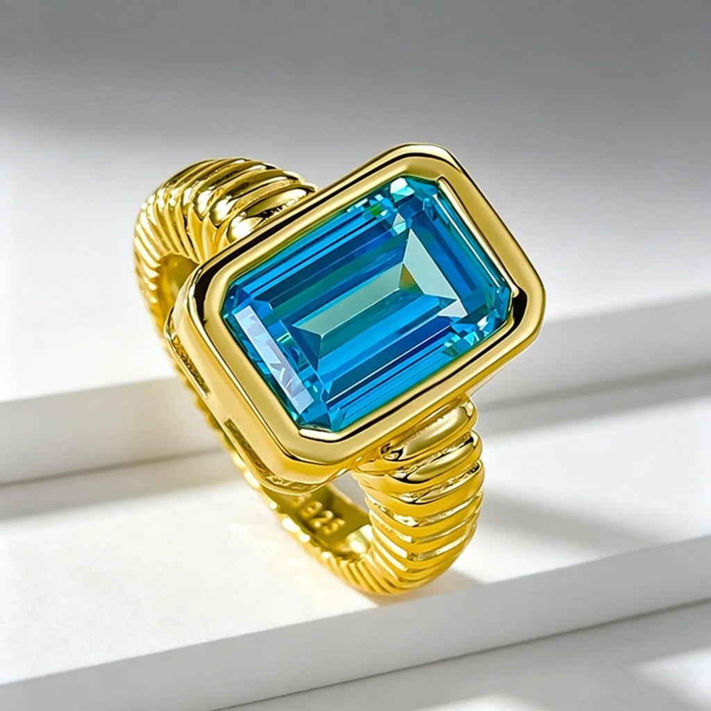 Bague femme argent et zirconium bleu mer – CLEVI Paris