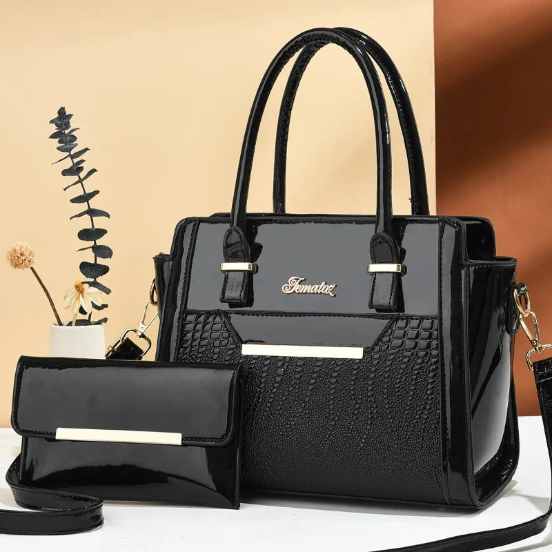 Coffret 2 Sacs Femme Cuir Verni Épaule + Croisé Fashion – CLEVI Paris