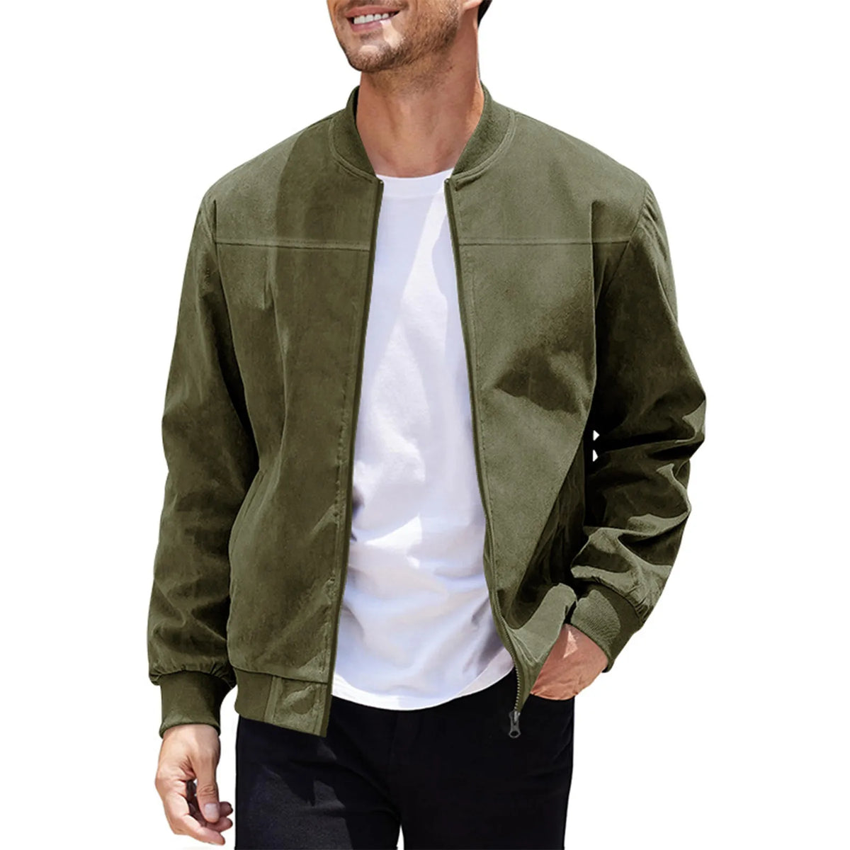 Veste homme zippée à col rond, style rétro – CLEVI Paris