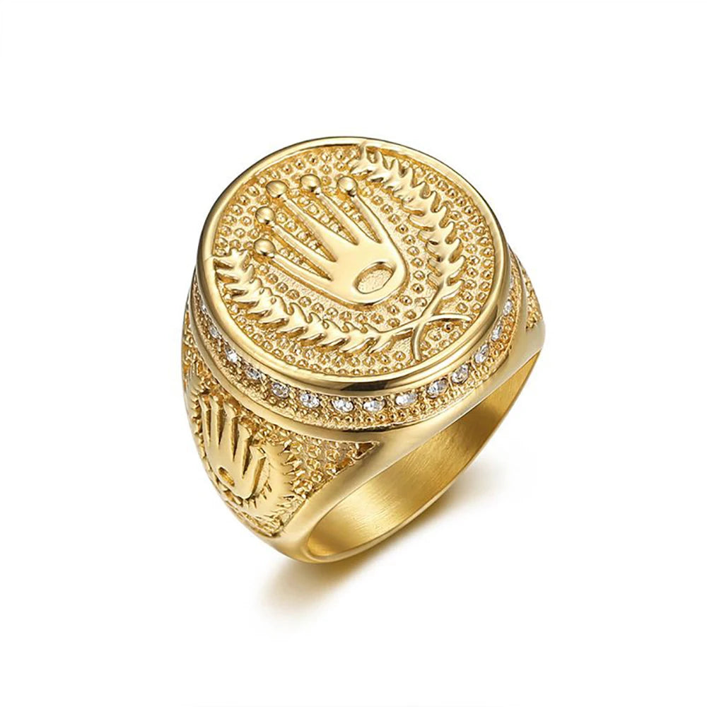 Bague Couronne Vintage Unisexe en Acier 316L – CLEVI Paris