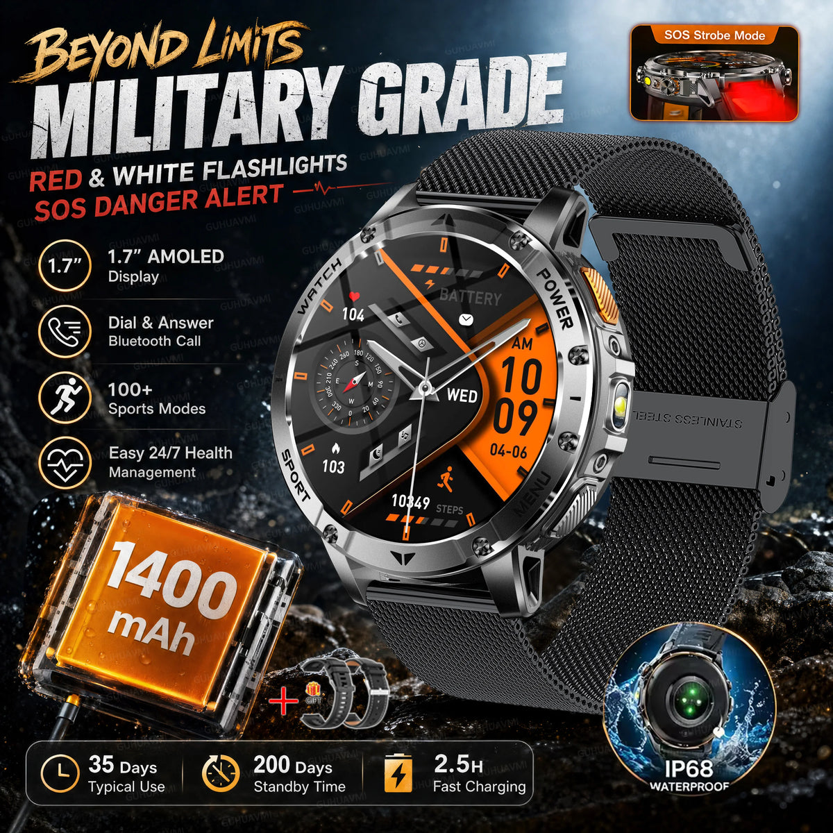 Montre AK112 AMOLED 1,7″ 1400 mAh – CLEVI Paris