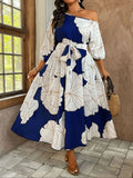 Robe Femme Grande Taille Épaules Dénudées Imprimé Floral Multicolore Bohème – CLEVI Paris