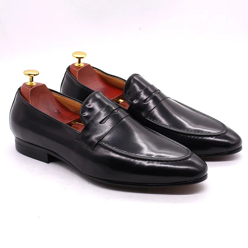 Mocassins Cuir Grainé Homme Style Britannique Vintage – CLEVI Paris