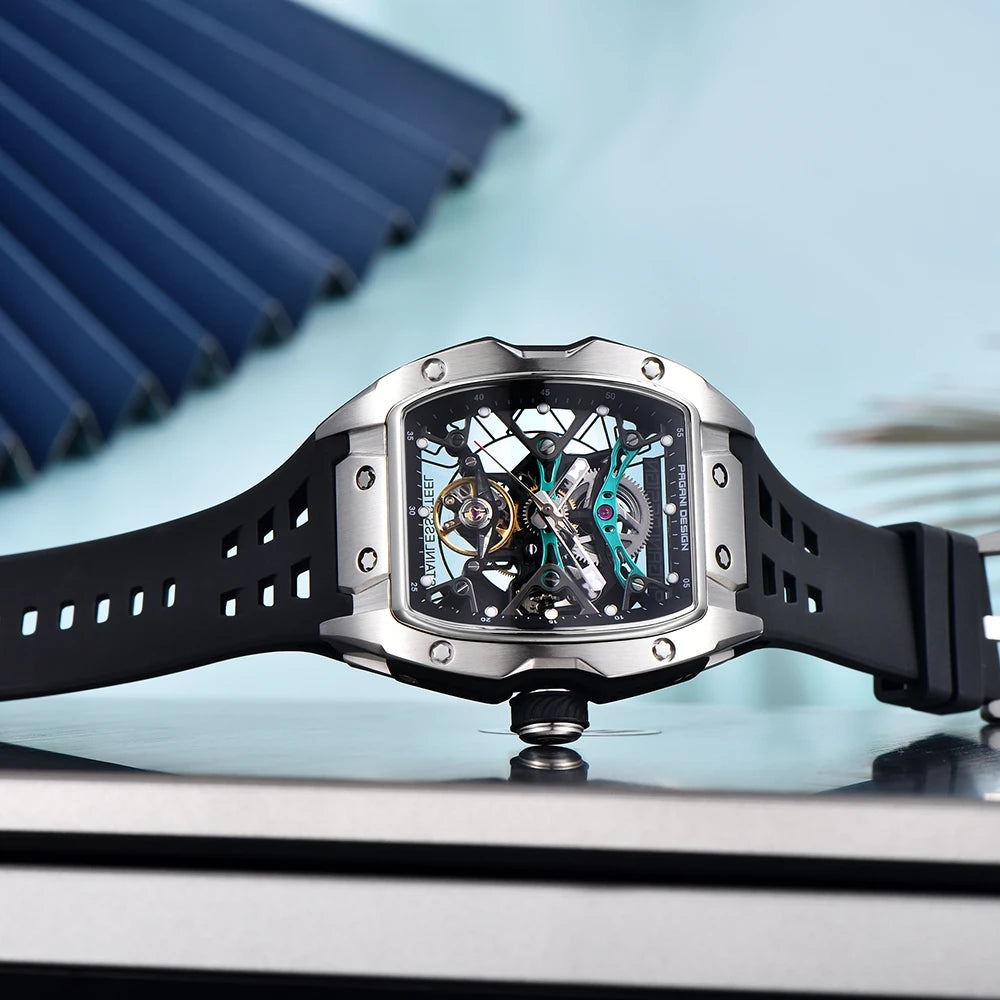 Montre Homme Automatique Squelette Tonneau Caoutchouc Pagani Design PD-YS018 – CLEVI Paris