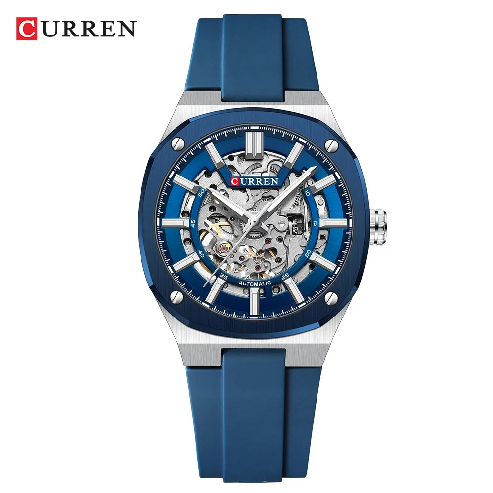 Montre Mécanique Automatique Homme CURREN 8485 – Cadran Squelette Silicone