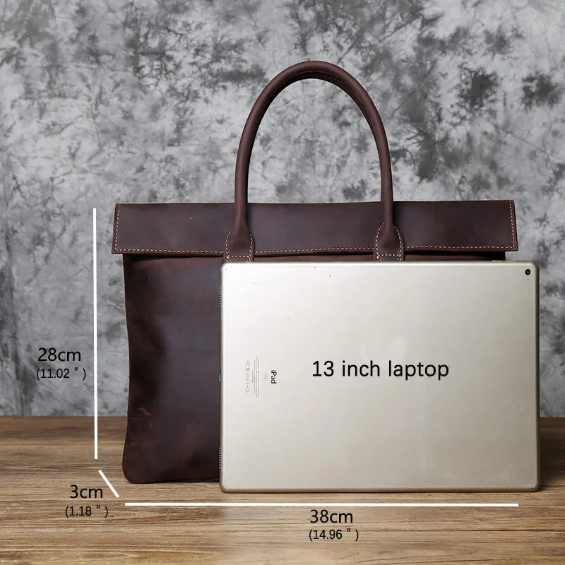 Serviette Homme Cuir Vache Rétro Laptop 15"/16" – CLEVI Paris
