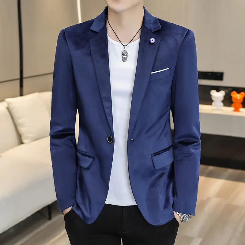 Blazer homme aspect velours, coupe ajustée – CLEVI Paris