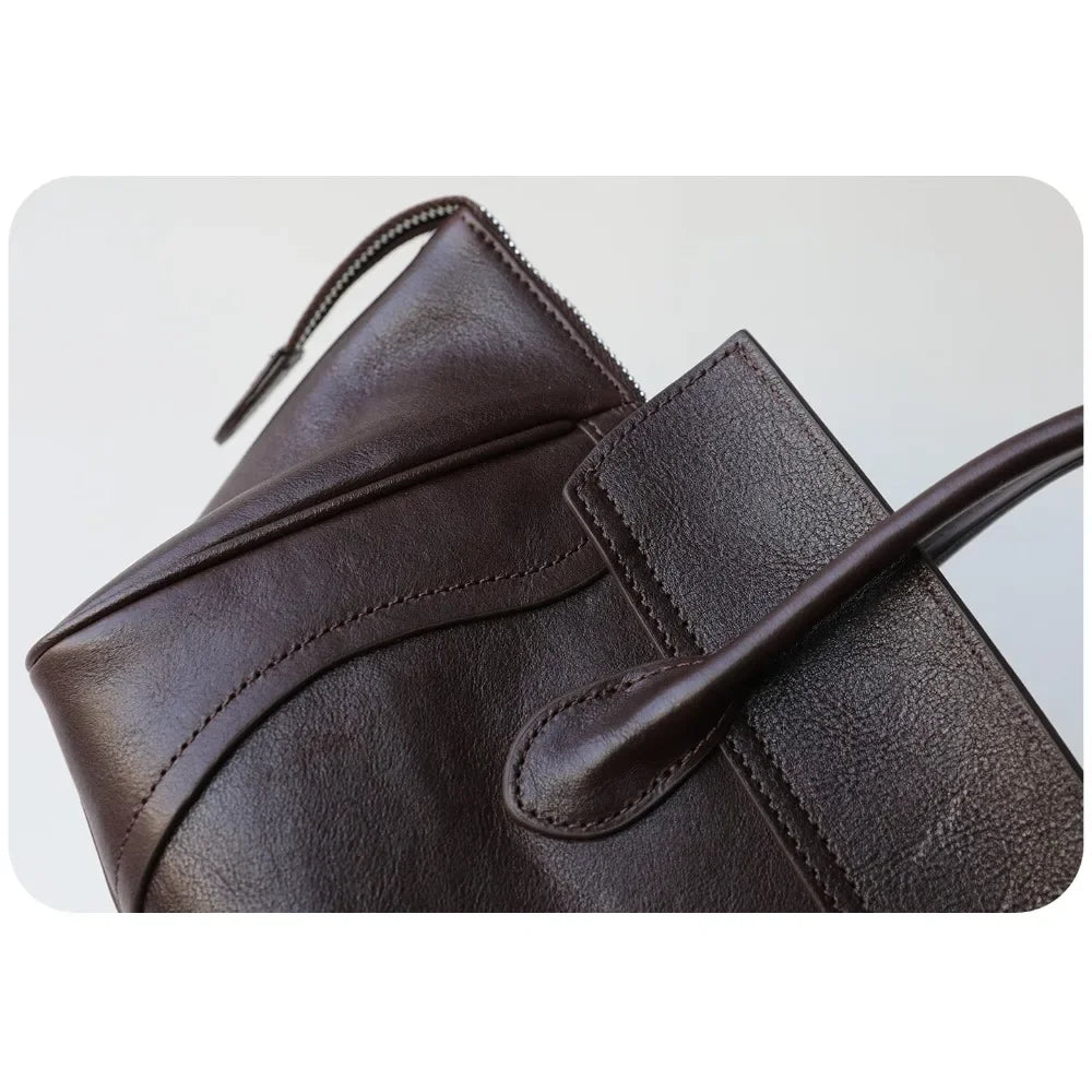 Boston Bag Cuir Véritable Femme Poche Zippée 2 Tailles – CLEVI Paris
