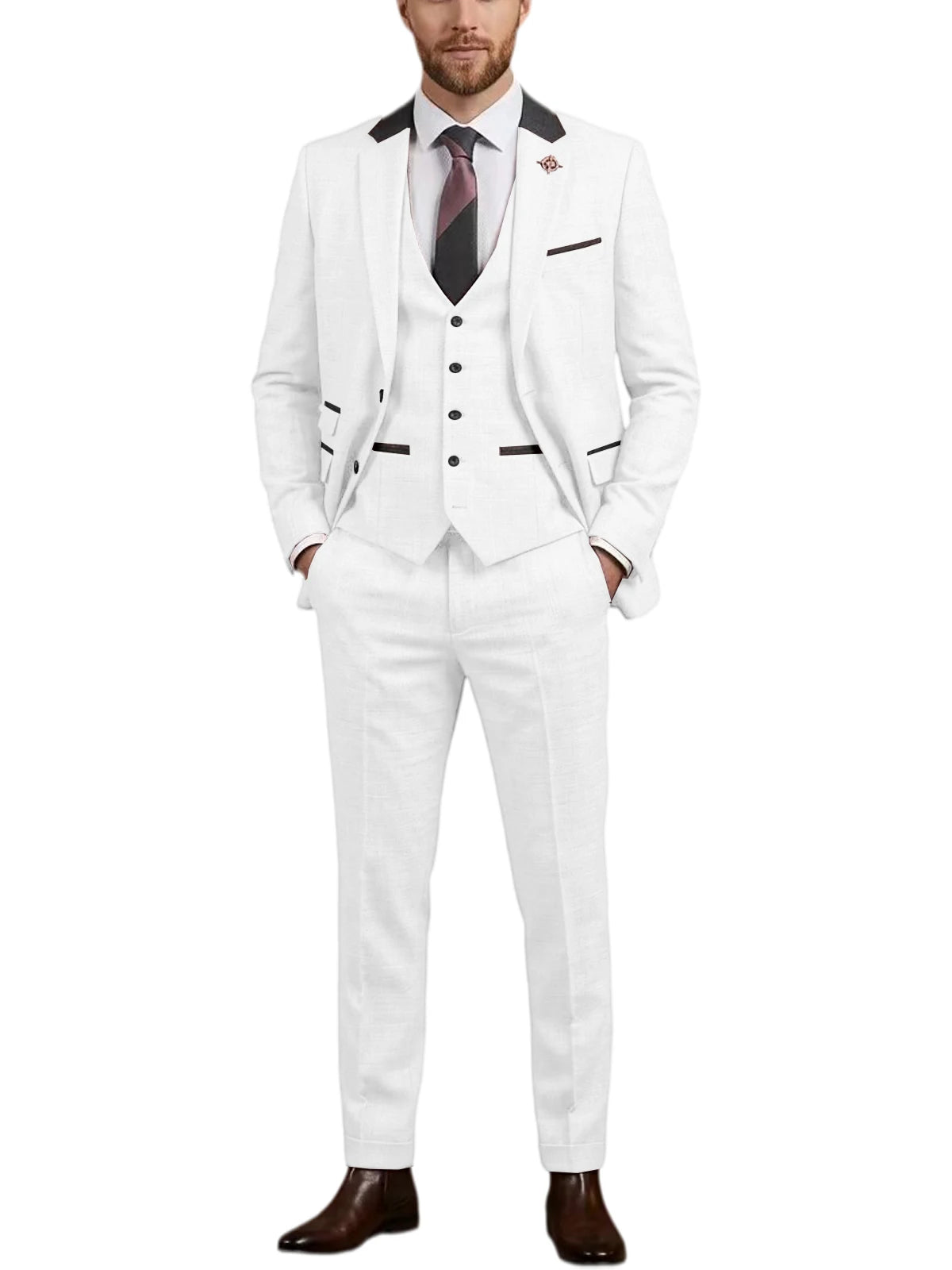 Costume homme 3 pièces en lin mélangé – CLEVI Paris