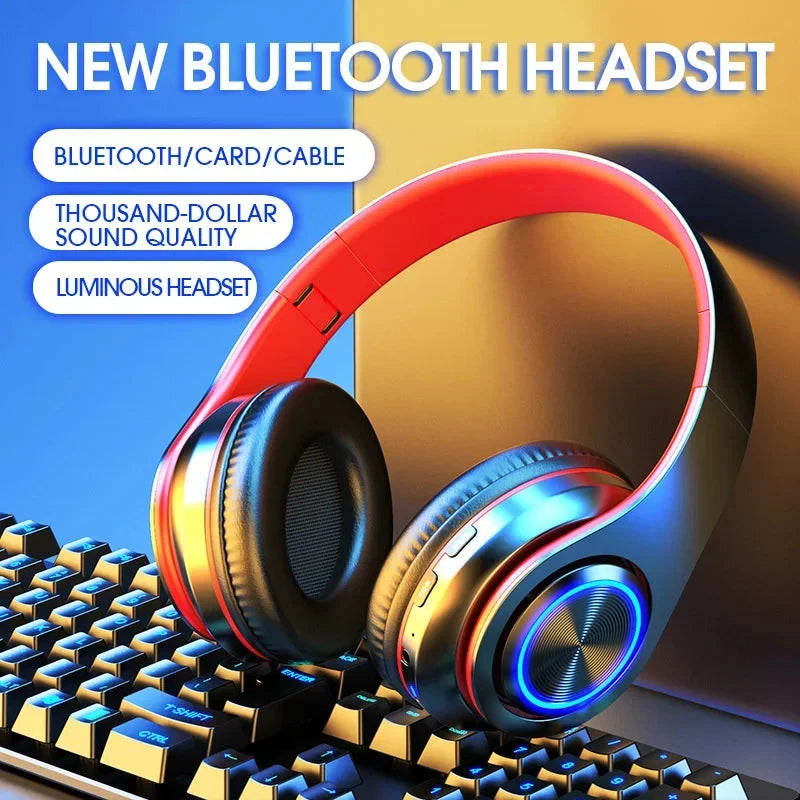 Casque Bluetooth Pliable LED RGB FM & Carte TF – CLEVI Paris