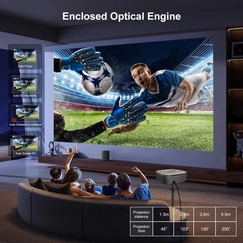 Everycom HQ11W Projecteur Android 15 1080P 4K 3600 ANSI Autofocus WiFi 6 BT HDR10 MEMC Son 20W – CLEVI Paris