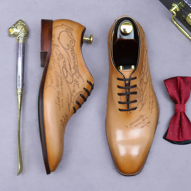 Oxford Artisanal Cuir de Vache Entier Totem Embossé Homme Imperméable Rehaussant Mariage – CLEVI Paris