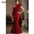 Robe de soirée sirène satinée à une épaule – CLEVI Paris