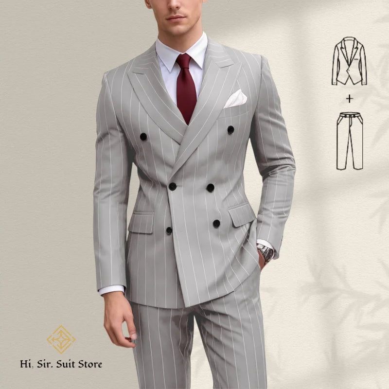 Costume homme bleu 2 pièces, double boutonnage – CLEVI Paris