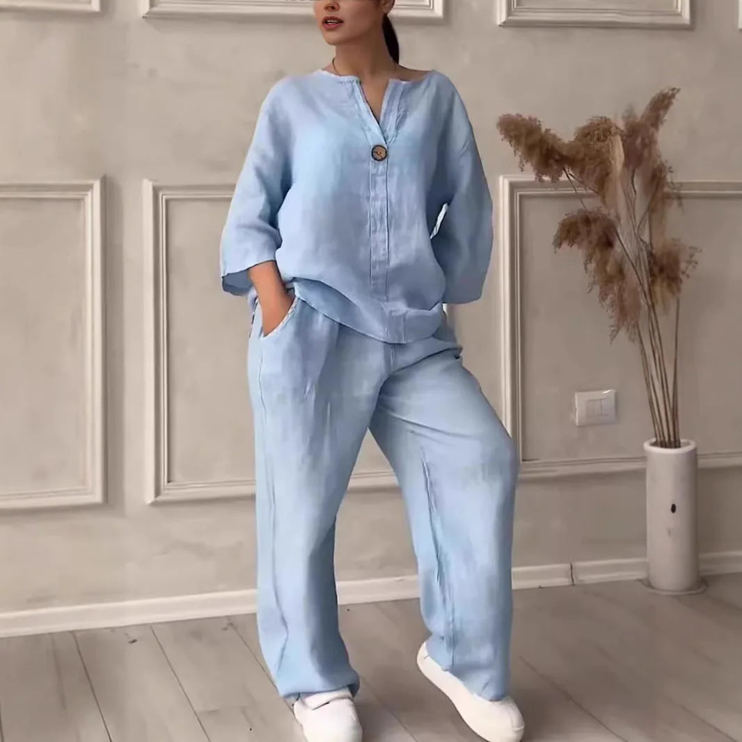 Ensemble femme ample haut et pantalon large – CLEVI Paris