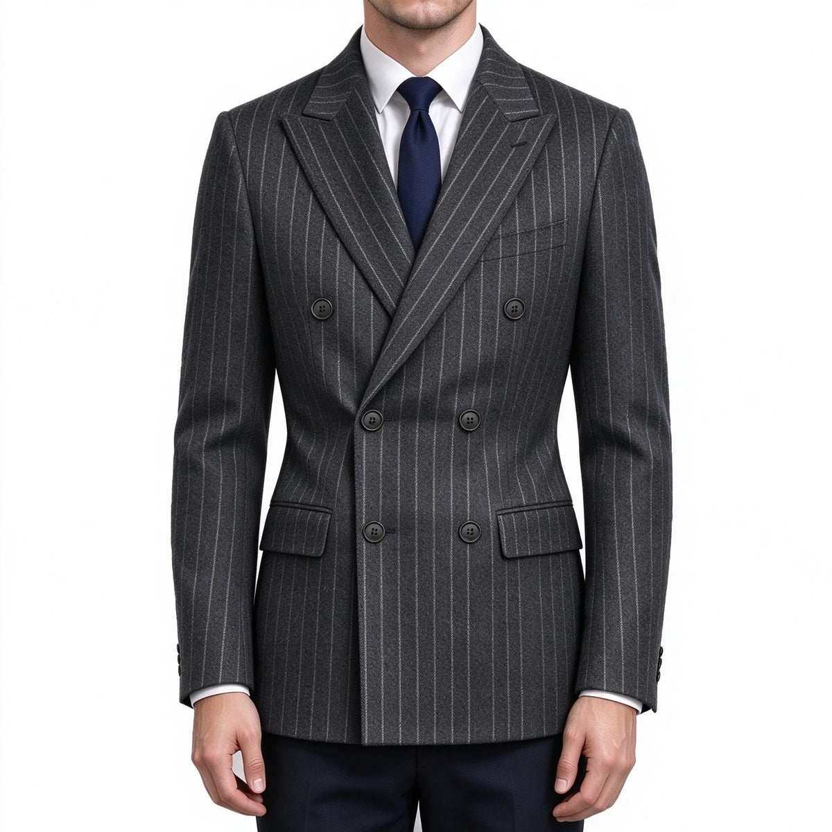 Blazer homme croisé à fines rayures – CLEVI Paris