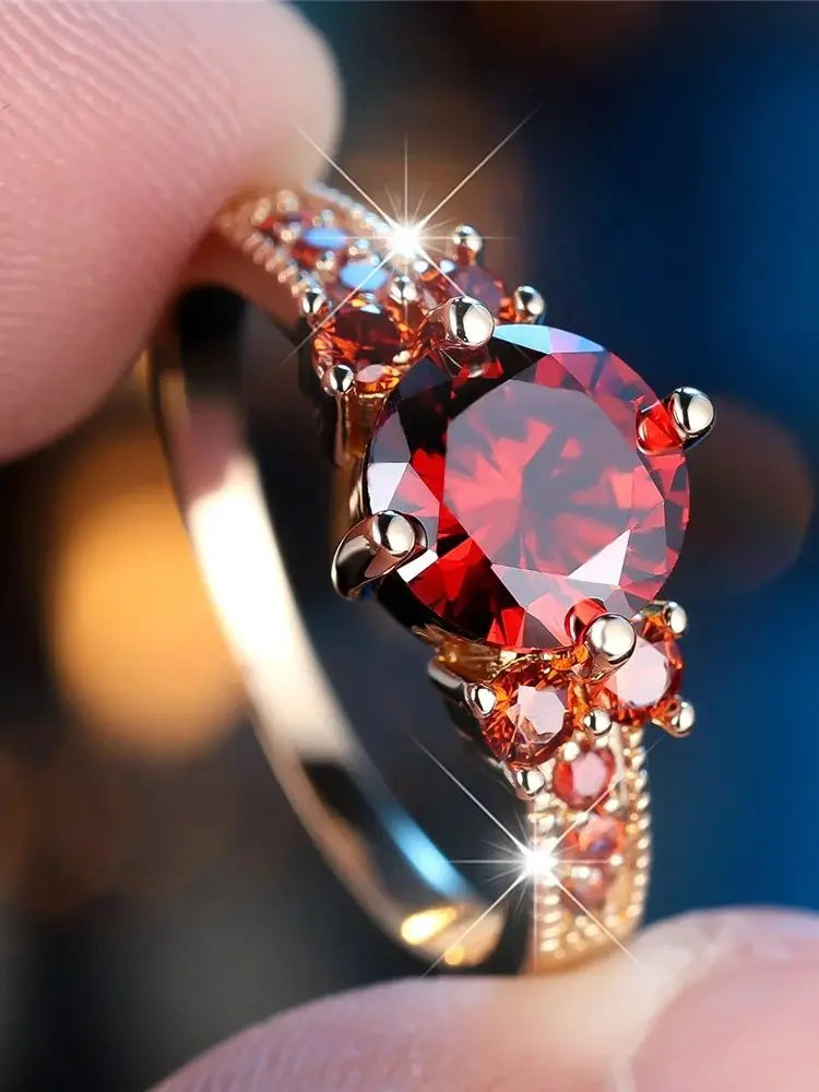 Bague Femme Zirconium Rouge – CLEVI Paris
