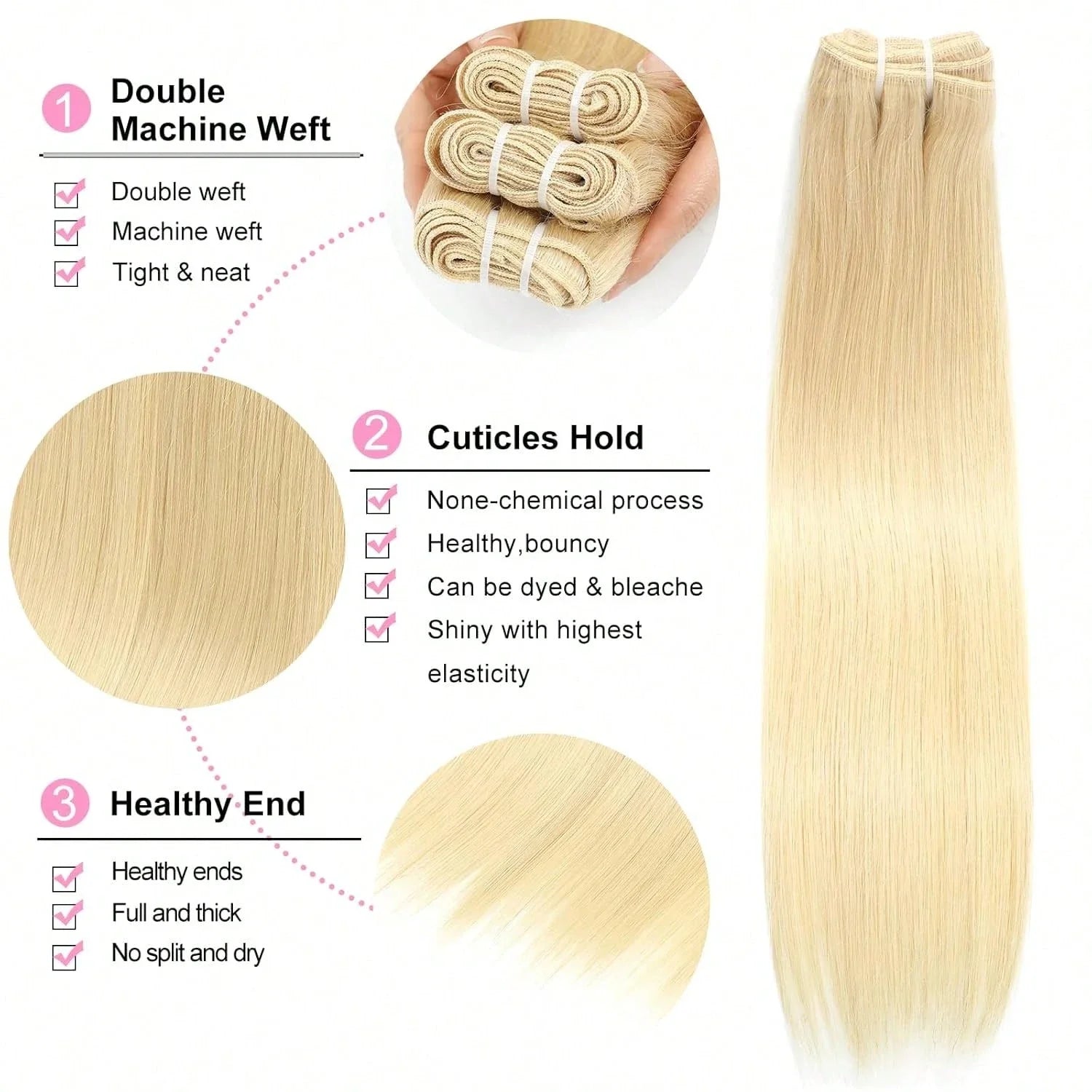 Mèches Cheveux Humains Lisses Blonde 613 Remy Hair – CLEVI Paris