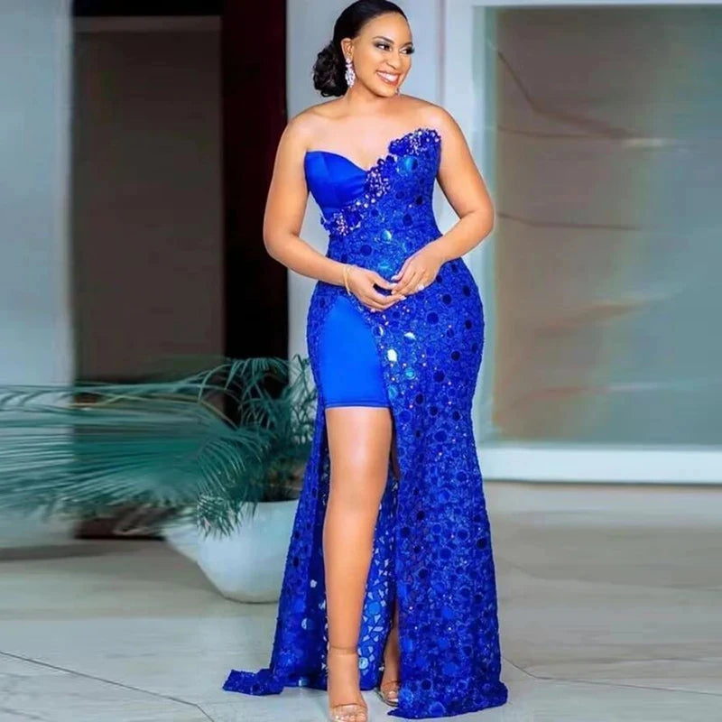 Robe de soirée sirène en dentelle – CLEVI Paris