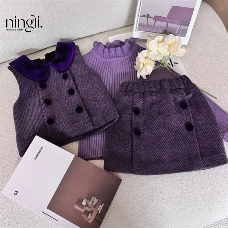 Ensemble enfant gilet, jupe et T-shirt – CLEVI Paris