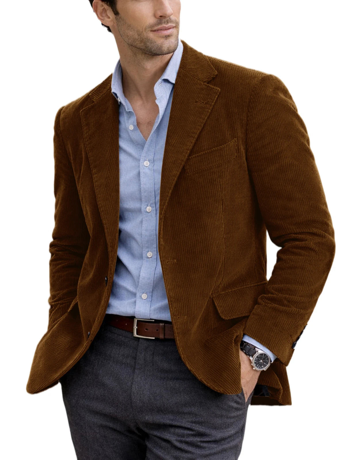 Blazer homme en velours côtelé à 2 boutons – CLEVI Paris
