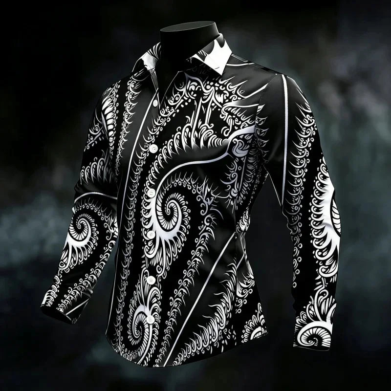 Chemise Homme Imprimée à Manches Longues – CLEVI Paris