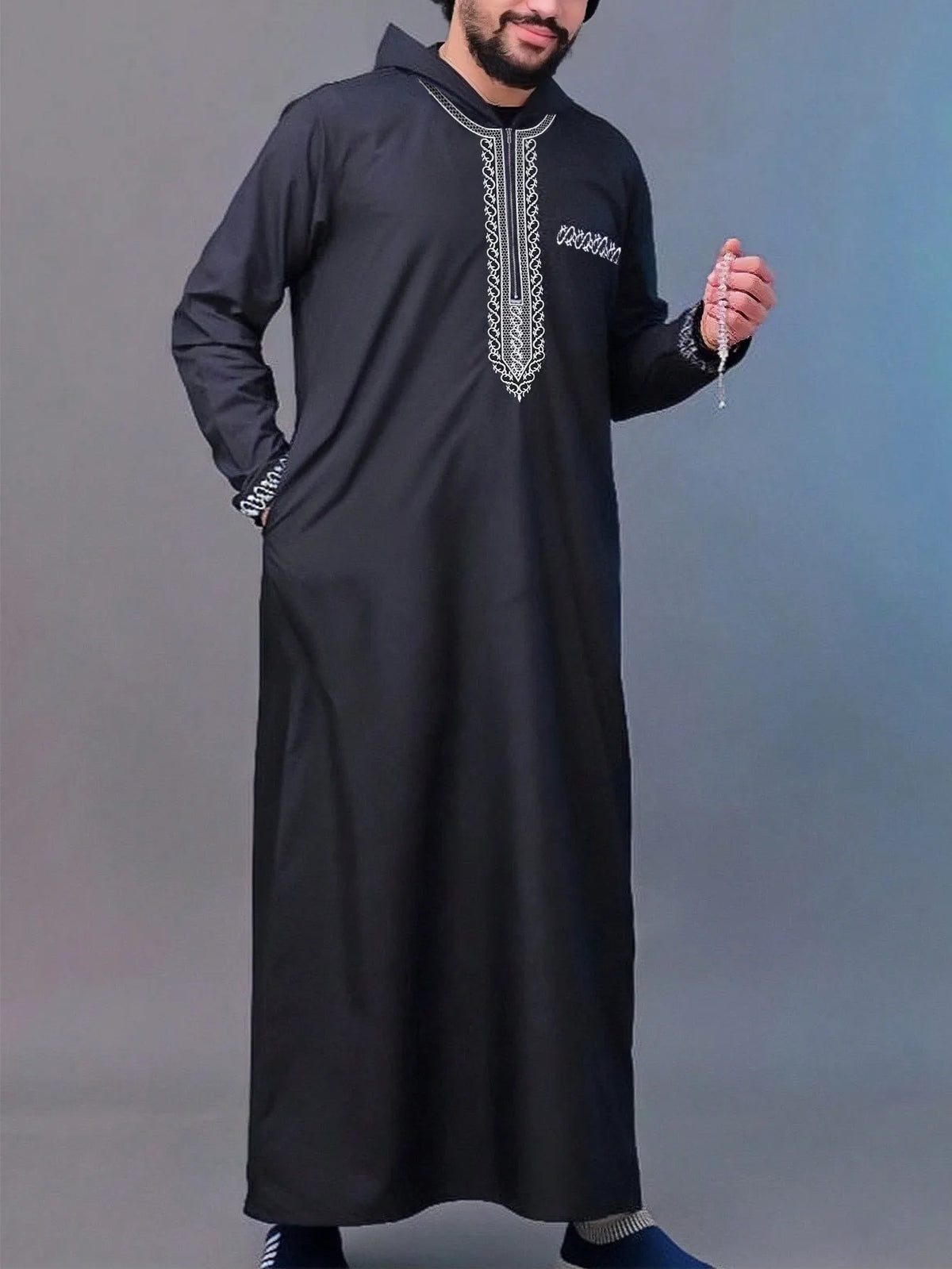 Ensemble Kaftan Homme Col Rond Manches Longues Tenue Africaine Traditionnelle 2 Pièces – CLEVI Paris