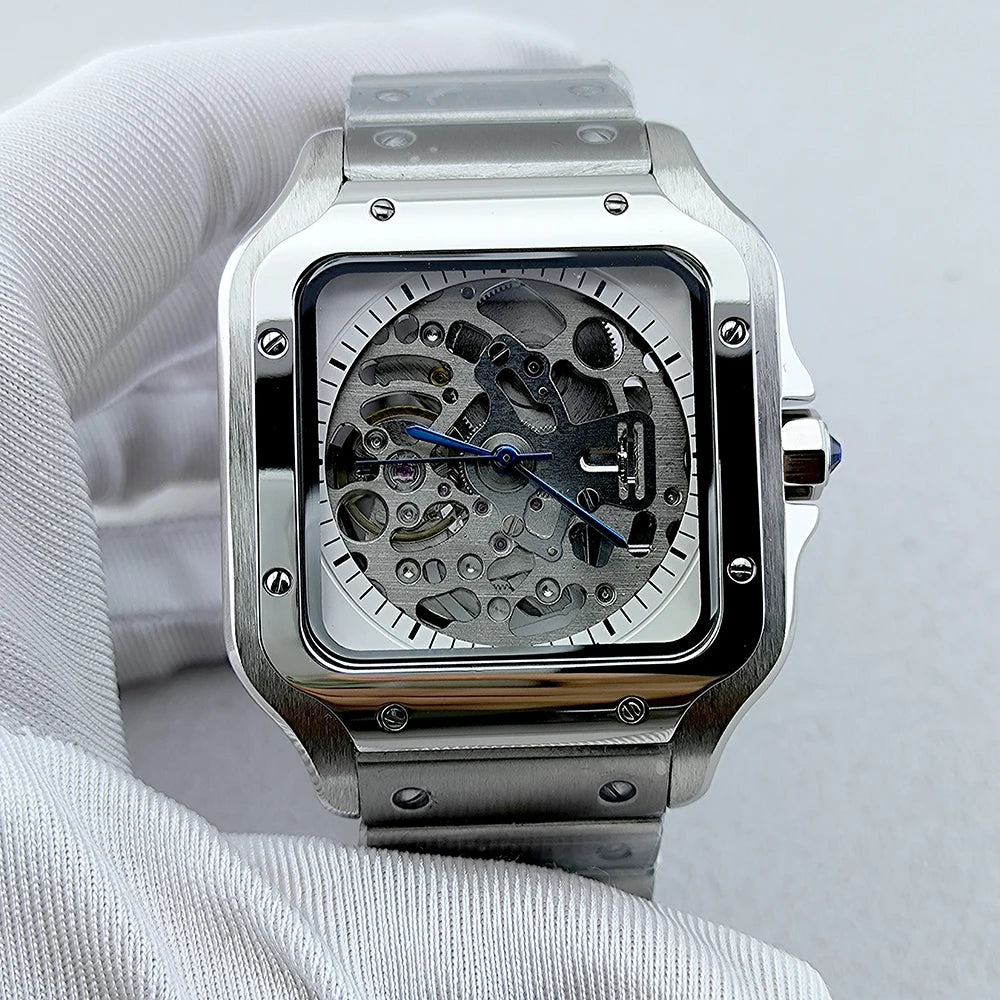 Montre Homme Automatique NH70 38mm – Boîtier Carré Acier 316L Verre Minéral Étanche Bracelet Plié – CLEVI Paris