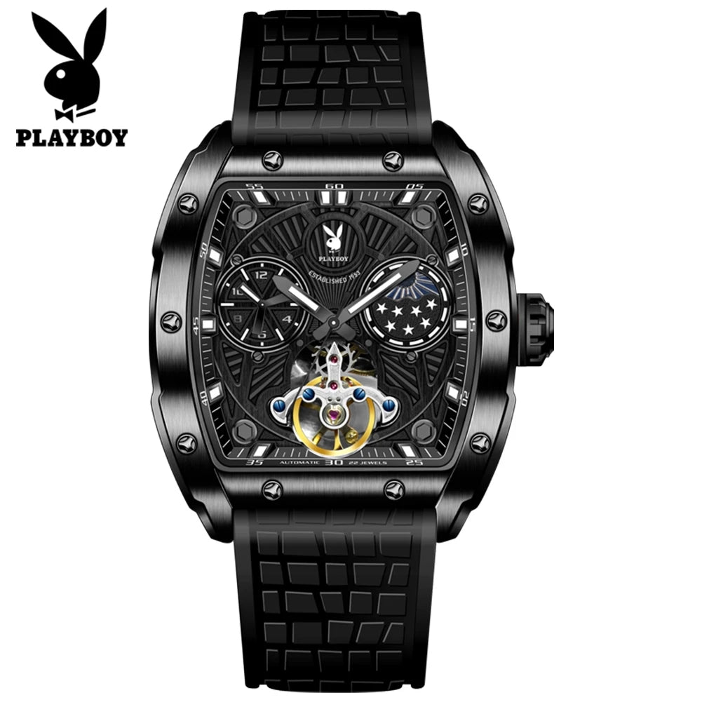 Montre Mécanique Automatique PLAYBOY Squelette Tourbillon – CLEVI Paris