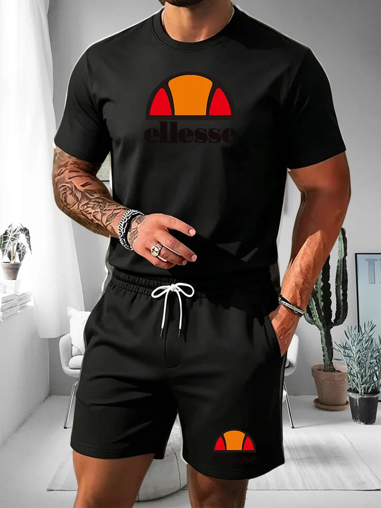Ensemble 2 Pièces Homme T-shirt Col Rond + Short Cordon Été 2026 – Casual Sport, 20 Coloris, S à XXL – CLEVI Paris