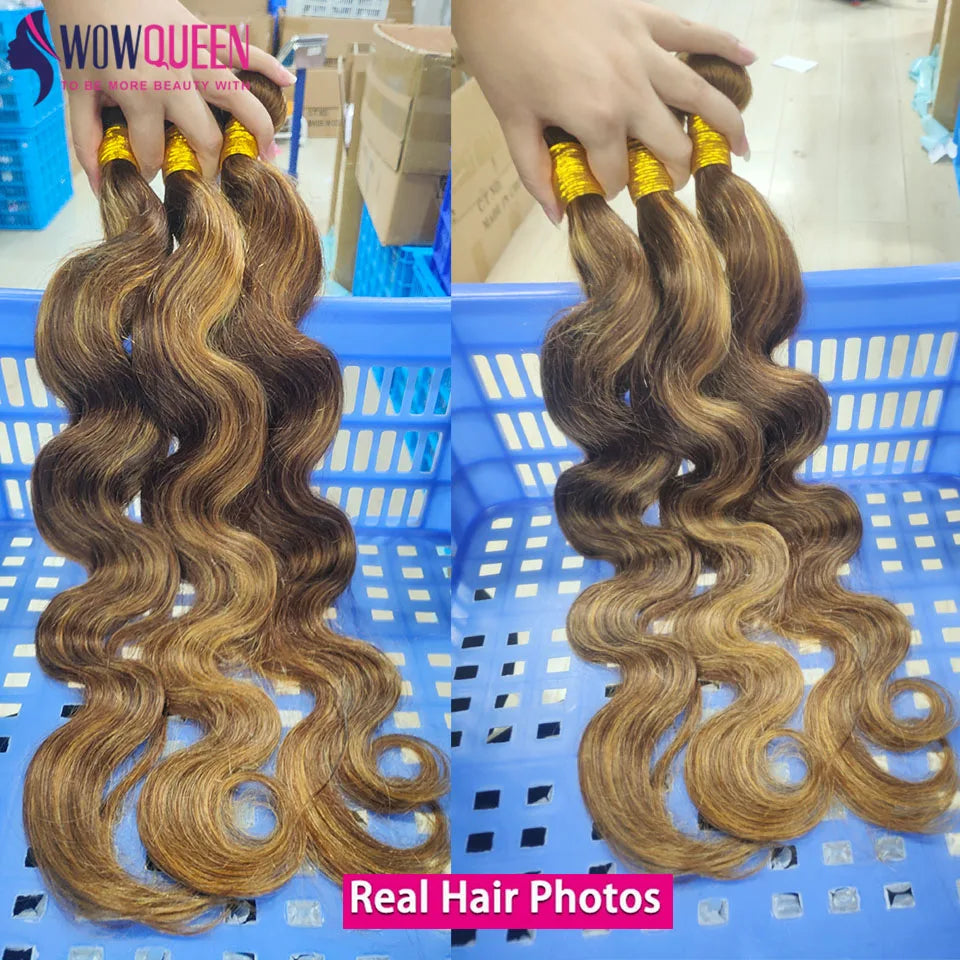 Bundles Body Wave Highlight P4/27 Miel Brun Ombré Cheveux Humains Remy Hair Brésiliens – CLEVI Paris