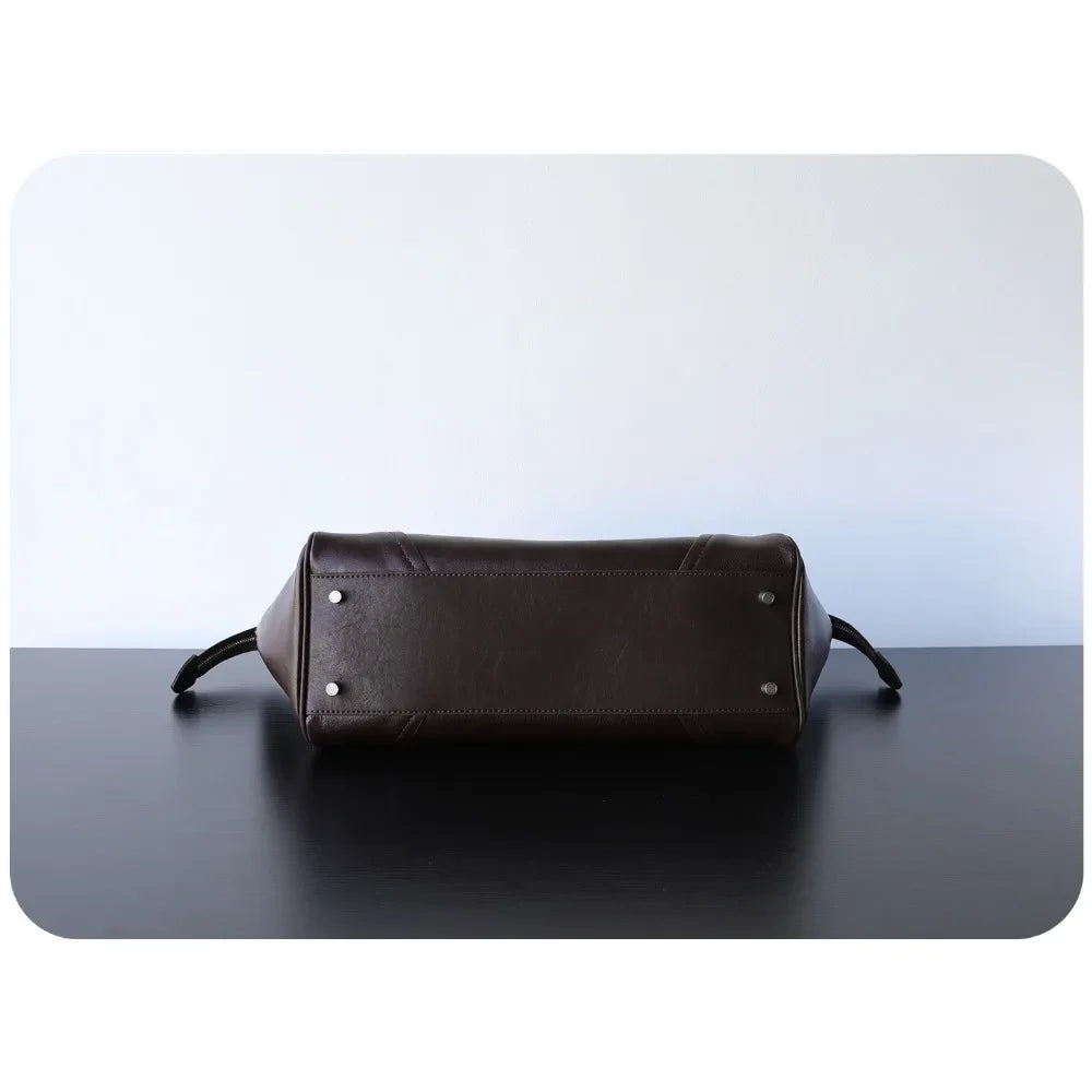 Boston Bag Cuir Véritable Femme Poche Zippée 2 Tailles – CLEVI Paris