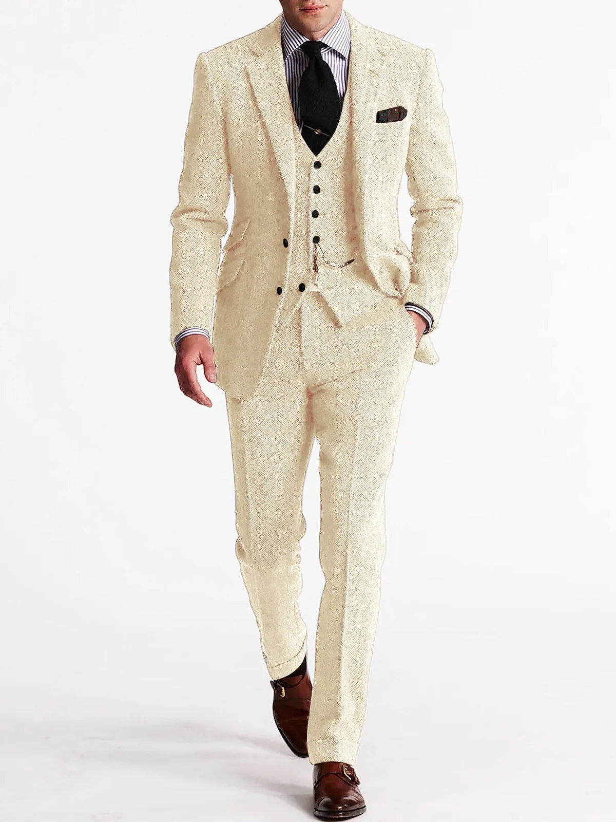 Costume homme en tweed 3 pièces – CLEVI Paris