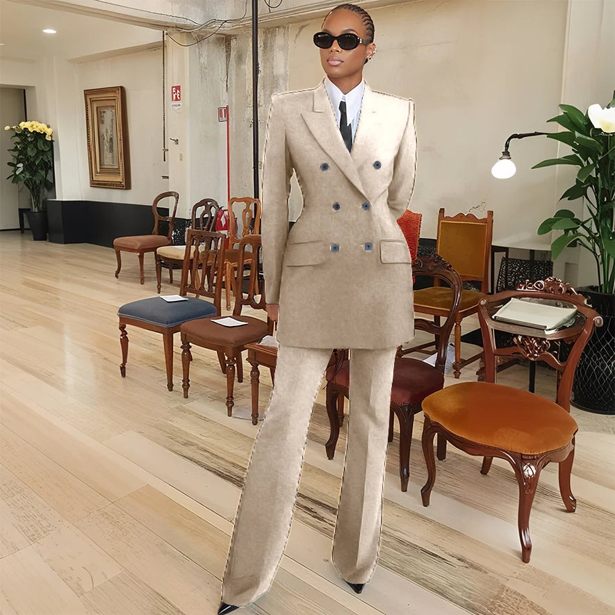Tailleur femme blazer et pantalon évasé – CLEVI Paris