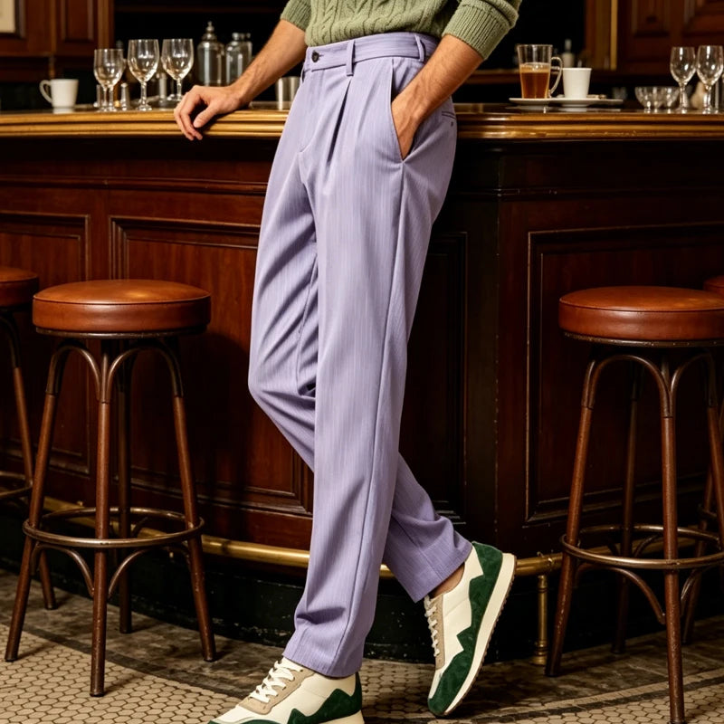 Pantalon homme en velours côtelé taille haute – CLEVI Paris