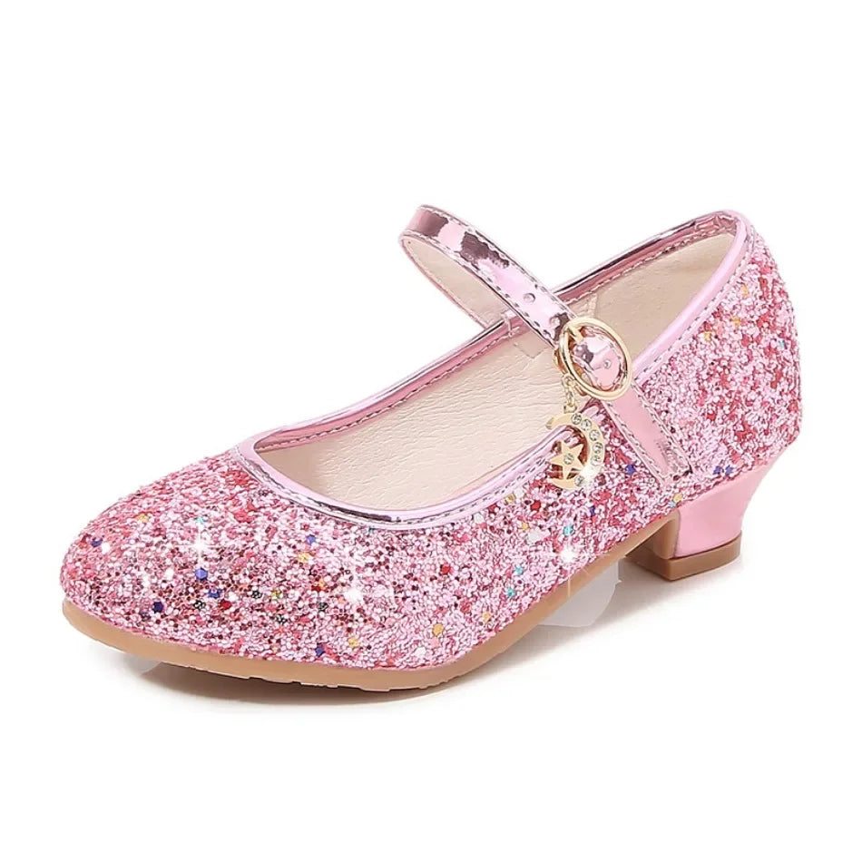Sandales fille à talons et paillettes – CLEVI Paris