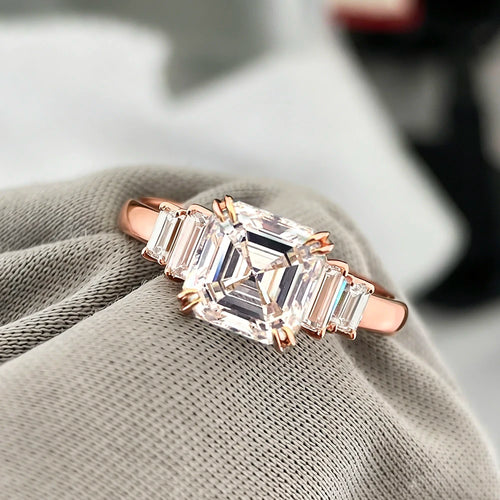 Bague Femme Moissanite Asscher 4CT Argent 925 Or – CLEVI Paris
