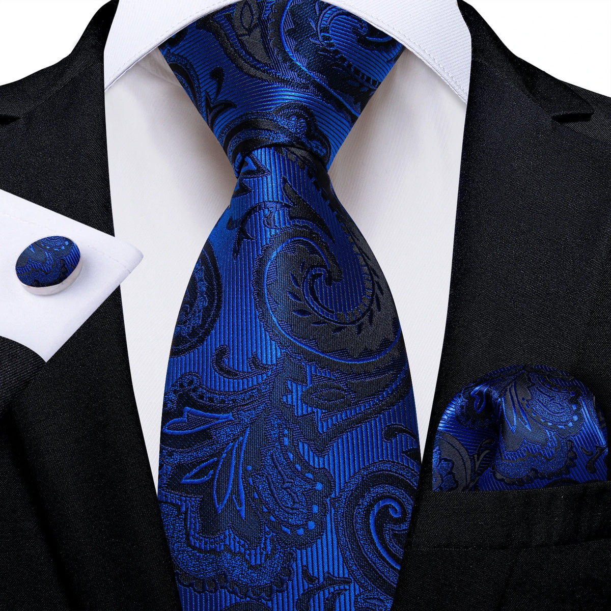 Coffret cravate homme paisley, pochette et boutons – CLEVI Paris