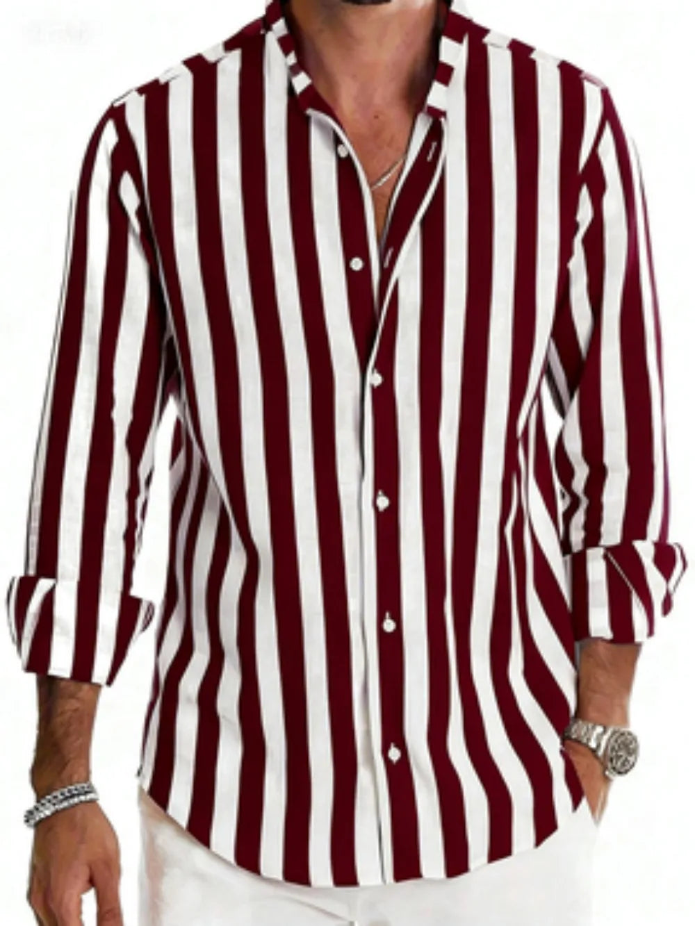 Chemise homme rayée à manches longues – CLEVI Paris