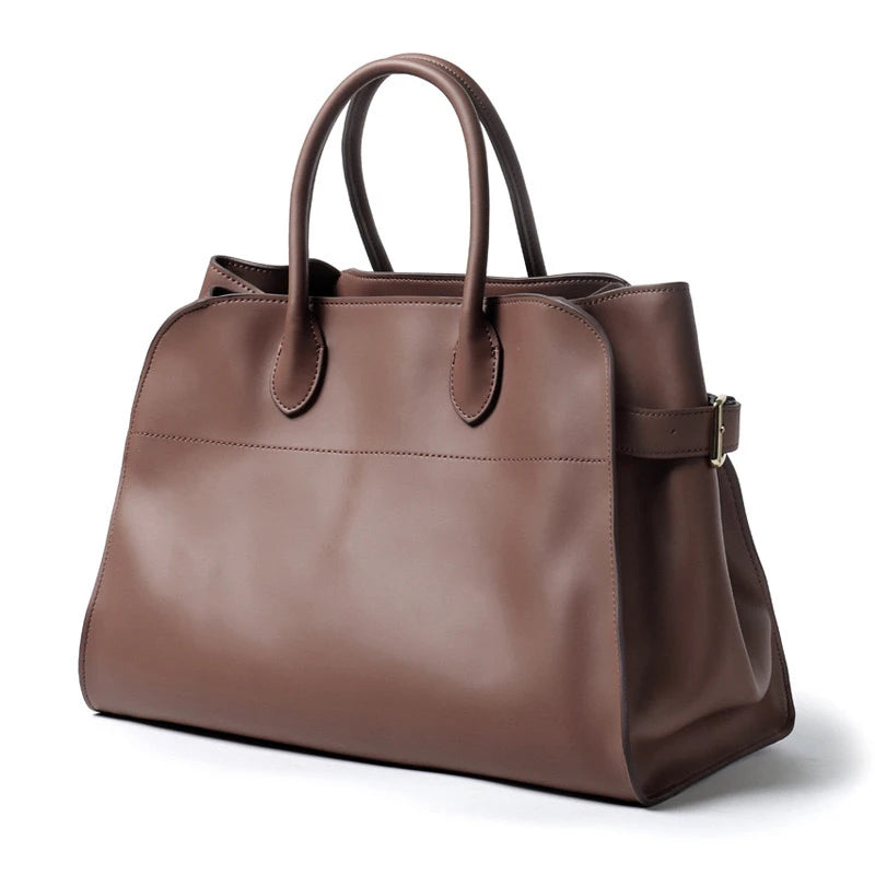 Tote Bag Cuir Vache Pleine Fleur Femme 2 Tailles Classique – CLEVI Paris